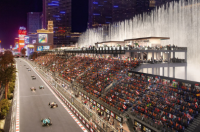 米高梅度假村为2023年一级方程式喜力银拉斯维加斯大奖赛揭幕贝拉吉奥喷泉看台