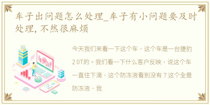 车子出问题怎么处理_车子有小问题要及时处理,不然很麻烦