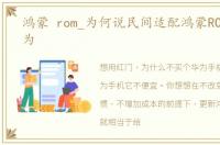 鸿蒙 rom_为何说民间适配鸿蒙ROM大有可为