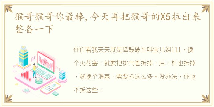 猴哥猴哥你最棒,今天再把猴哥的X5拉出来整备一下