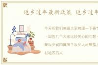 返乡过年最新政策 返乡过年