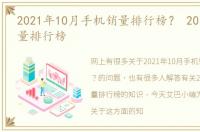 2021年10月手机销量排行榜？ 2019手机销量排行榜