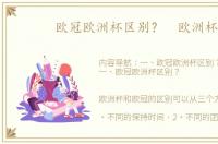 欧冠欧洲杯区别？ 欧洲杯