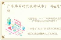 广车牌号码代表的城市？ 粤g是哪里的车牌