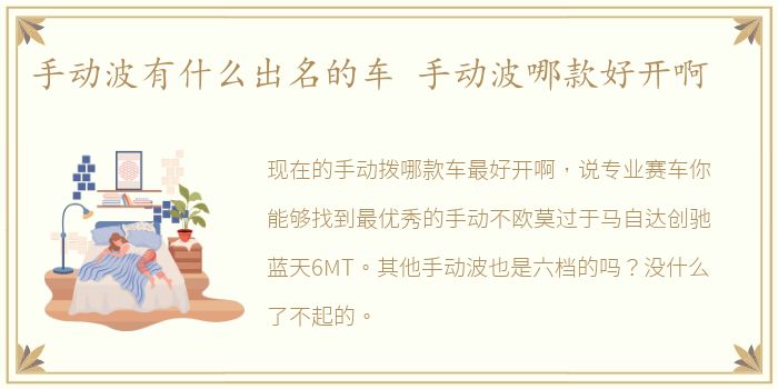 手动波有什么出名的车 手动波哪款好开啊