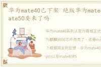 华为mate40已下架 绝版华为mate40下架,mate50要来了吗