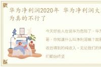 华为净利润2020年 华为净利润大跌52%,华为真的不行了