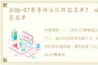 求06-07赛季骑士队阵容名单？ nba骑士队员名单
