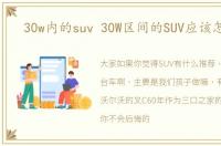 30w内的suv 30W区间的SUV应该怎么选