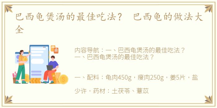 巴西龟煲汤的最佳吃法？ 巴西龟的做法大全