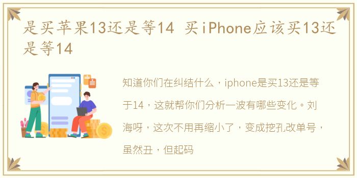 是买苹果13还是等14 买iPhone应该买13还是等14