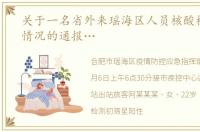 关于一名省外来瑶海区人员核酸检测阳性情况的通报…
