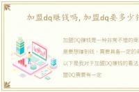 加盟dq赚钱吗,加盟dq要多少钱