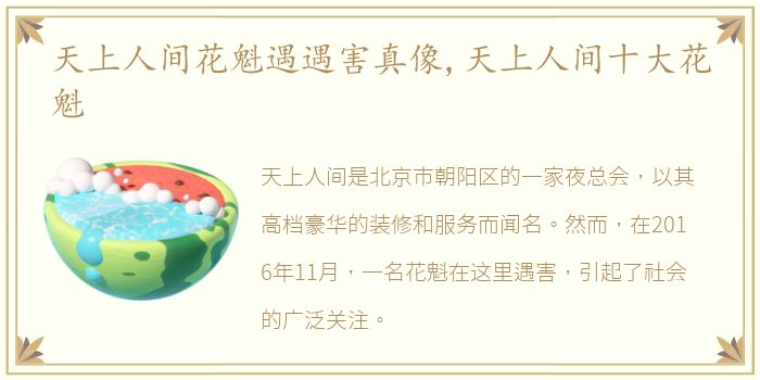 天上人间花魁遇遇害真像,天上人间十大花魁