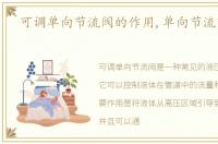 可调单向节流阀的作用,单向节流阀的作用