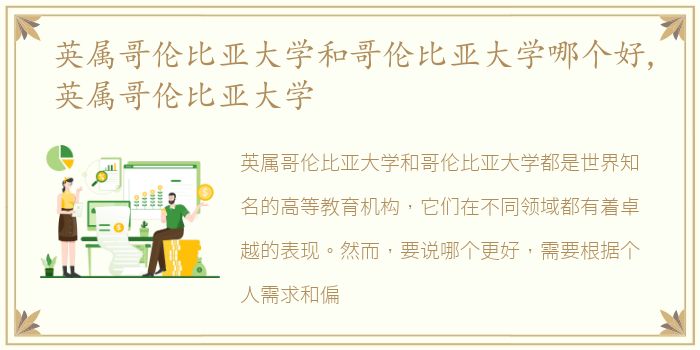 英属哥伦比亚大学和哥伦比亚大学哪个好,英属哥伦比亚大学