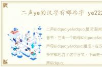 二声ye的汉字有哪些字 ye2222
