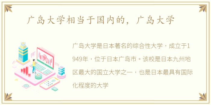 广岛大学相当于国内的，广岛大学