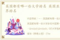 英国都有哪一些大学排名 英国亚伯大学世界排名