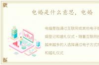 电婚是什么意思，电婚