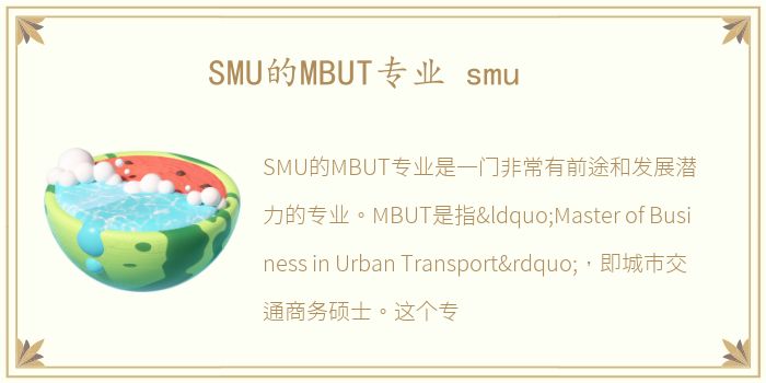 SMU的MBUT专业 smu