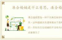 凑合婚姻是什么意思，凑合婚姻