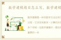 数学建模题目怎么写，数学建模题目