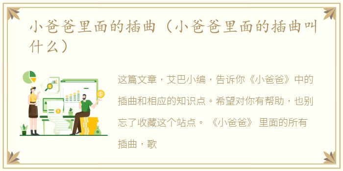 小爸爸里面的插曲（小爸爸里面的插曲叫什么）