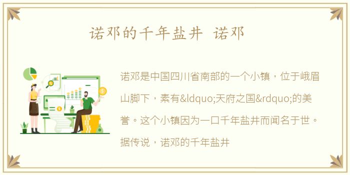 诺邓的千年盐井 诺邓