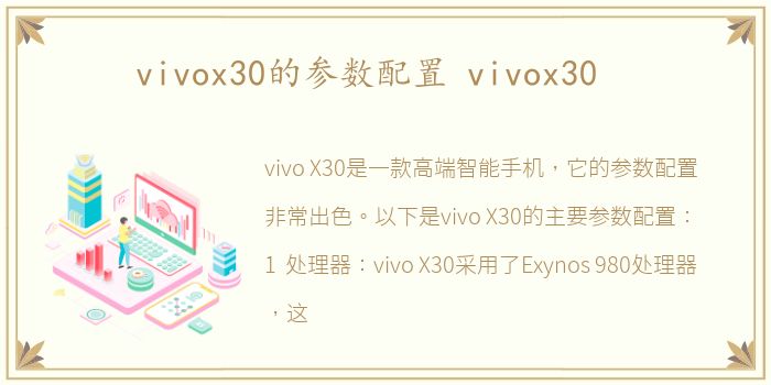 vivox30的参数配置 vivox30