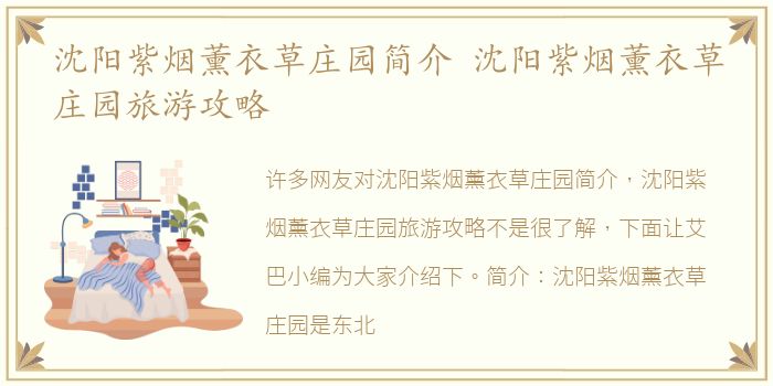 沈阳紫烟薰衣草庄园简介 沈阳紫烟薰衣草庄园旅游攻略