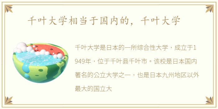 千叶大学相当于国内的，千叶大学