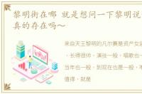 黎明街在哪 就是想问一下黎明说的这条街真的存在吗～