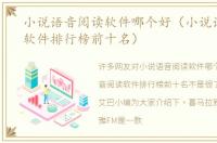小说语音阅读软件哪个好（小说语音阅读软件排行榜前十名）