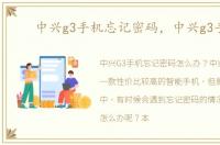 中兴g3手机忘记密码，中兴g3手机