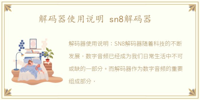 解码器使用说明 sn8解码器