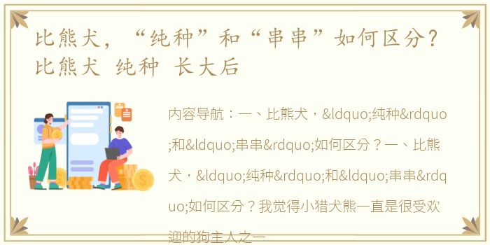 比熊犬，串何“純種”和“串串”如何區(qū)分？ 比熊犬 純種 長(zhǎng)大后