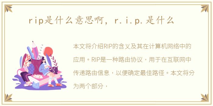 rip是什么意思啊，r.i.p.是什么
