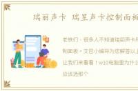 瑞丽声卡 瑞昱声卡控制面板