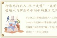 柳海龙打死人 从“武僧”一龙的复出战看普通人与职业拳手动手的胜算几何