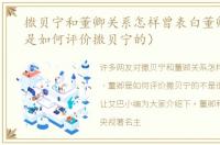 撒贝宁和董卿关系怎样曾表白董卿（董卿是如何评价撒贝宁的）