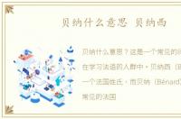 贝纳什么意思 贝纳西