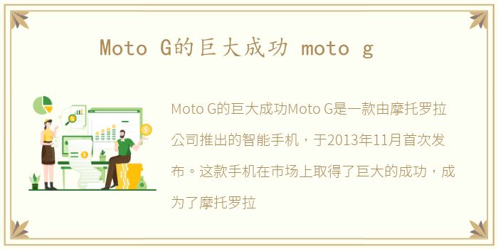 Moto G的巨大成功 moto g