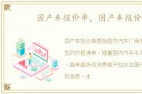 国产车报价单，国产车报价