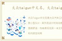 大众taigun中文名，大众taigun