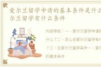 爱尔兰留学申请的基本条件是什么？ 去爱尔兰留学有什么条件