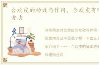 合欢皮的功效与作用，合欢皮有哪些食用方法