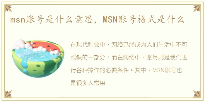 msn账号是什么意思，MSN账号格式是什么