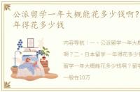 公派留学一年大概能花多少钱啊？ 留学一年得花多少钱