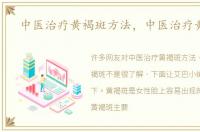 中医治疗黄褐斑方法，中医治疗黄褐斑